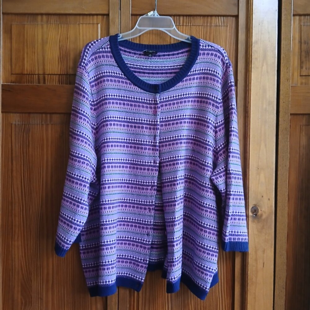 Talbots Multi Color Button Front Cardigan Sz 3x W… - image 1